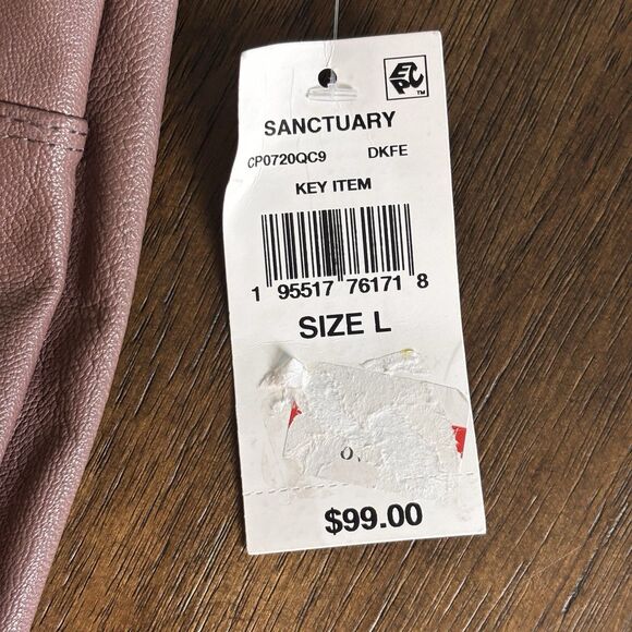 Sanctuary Anthropologie Brown Faux Leather High Rise Pull On Leggings Pants L - Picture 6 of 7